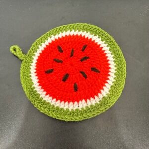 Crochet‎ Watermelon Potholder Handmade Kitchen Decor Hot Pad Trivet Coaster